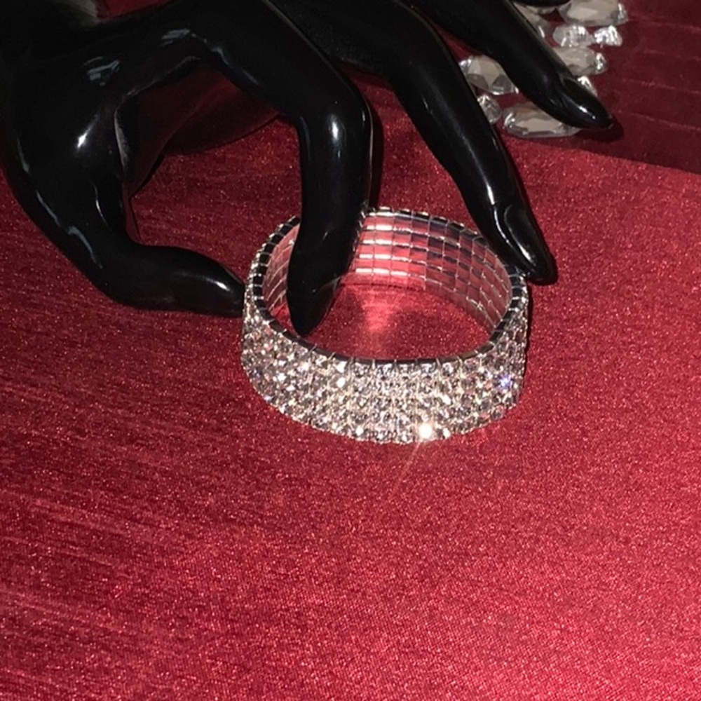 Rhinestone pave bracelet for small wrists or kids costume wear.